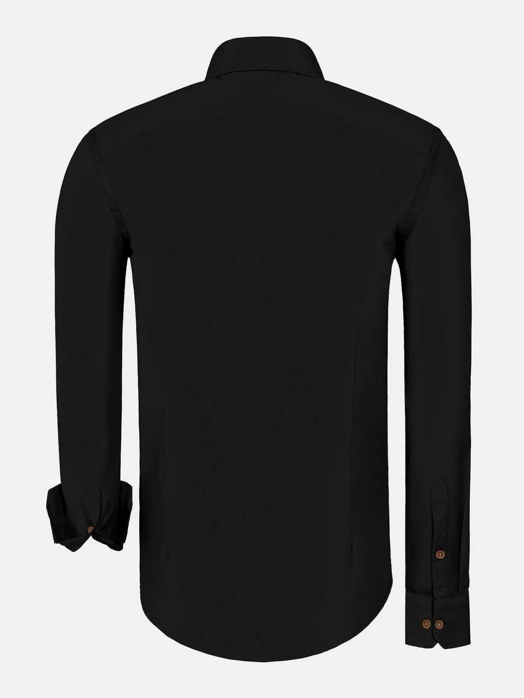 Ales Solid Structured Black Overhemd Lange Mouw