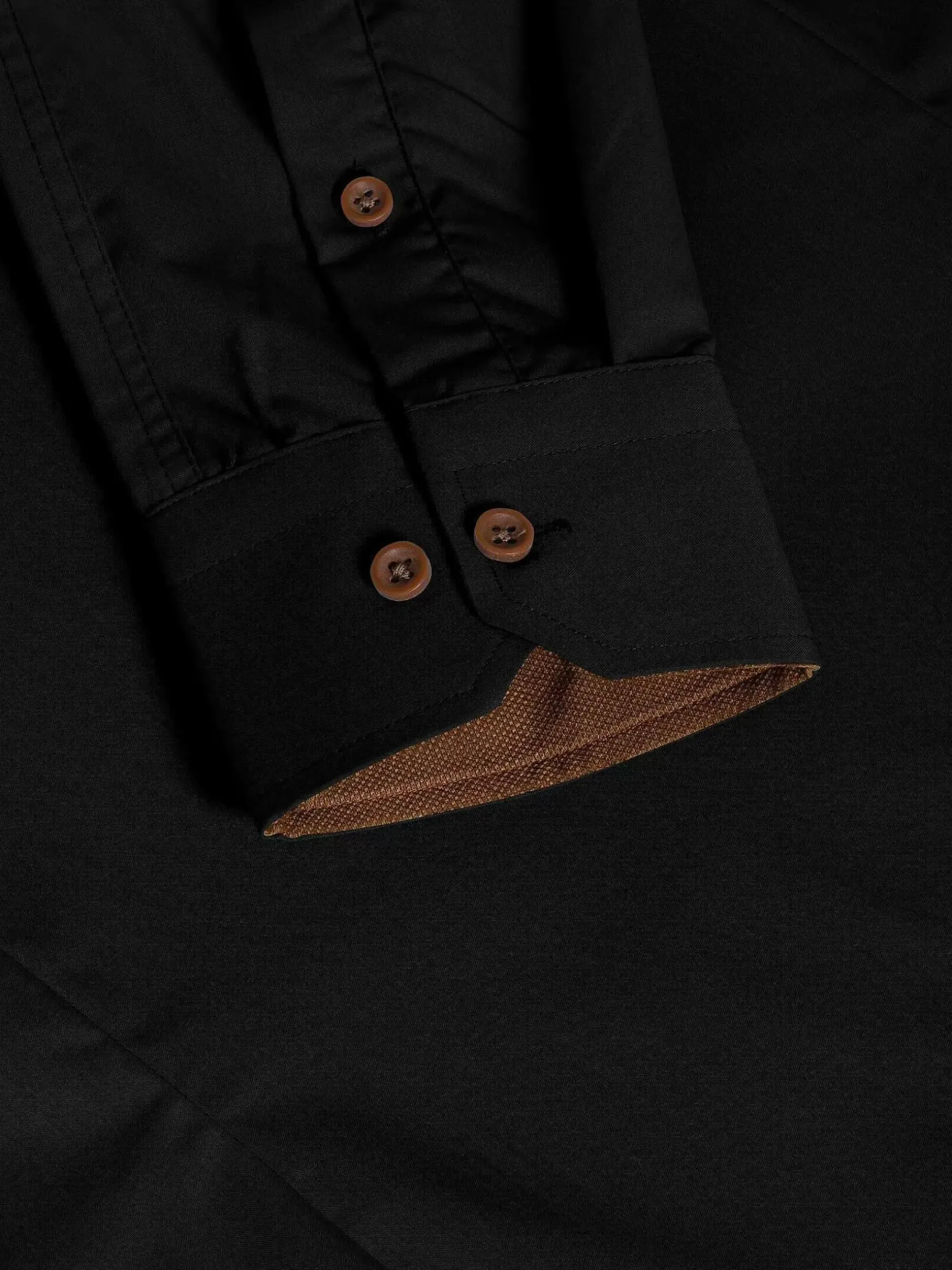 Ales Solid Structured Black Overhemd Lange Mouw