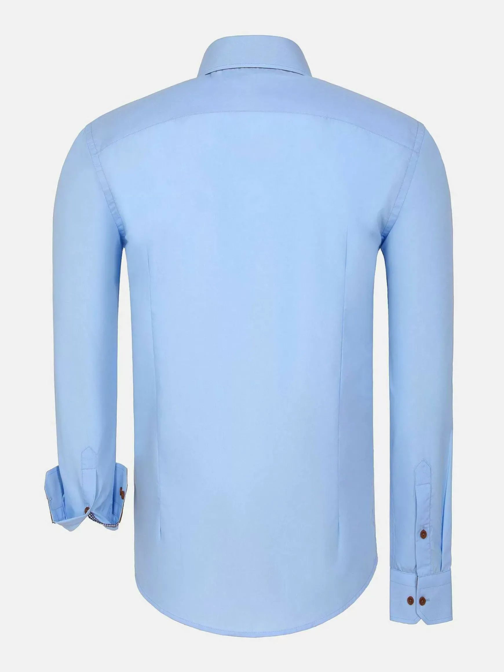 Ales Solid Structured Blue Overhemd Lange Mouw