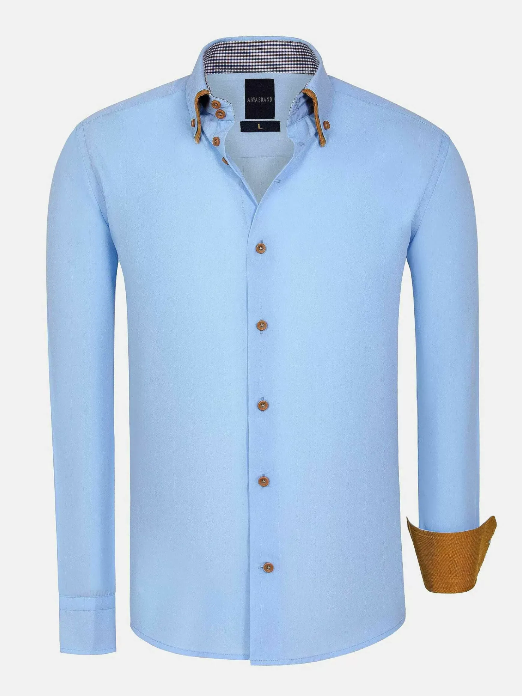 Ales Solid Structured Blue Overhemd Lange Mouw