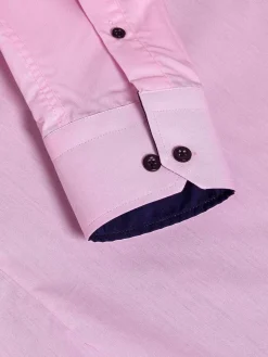 Ales Solid Structured Pink Overhemd Lange Mouw