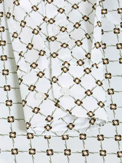 Alicante White Floral Print Overhemd Lange Mouw