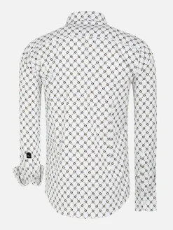 Alicante White Floral Print Overhemd Lange Mouw