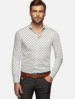 Alicante White Floral Print Overhemd Lange Mouw