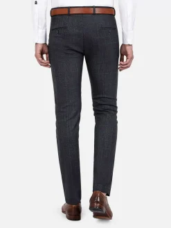 Amalfi Glen Check Slim Fit Navy Suit Pantalon