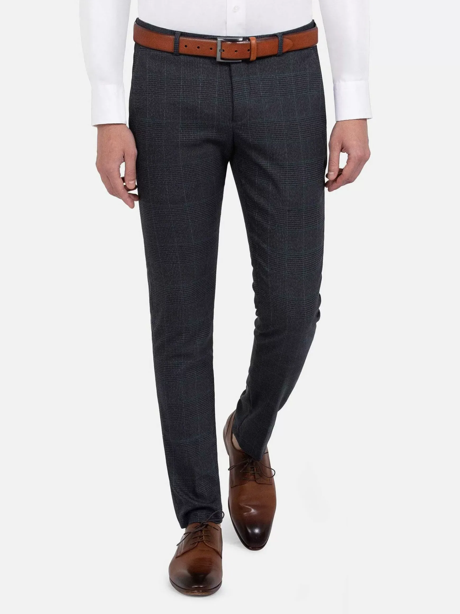 Amalfi Glen Check Slim Fit Navy Suit Pantalon