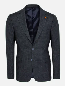 Amalfi Glen Check Wide Lapel Navy Suit Colbert