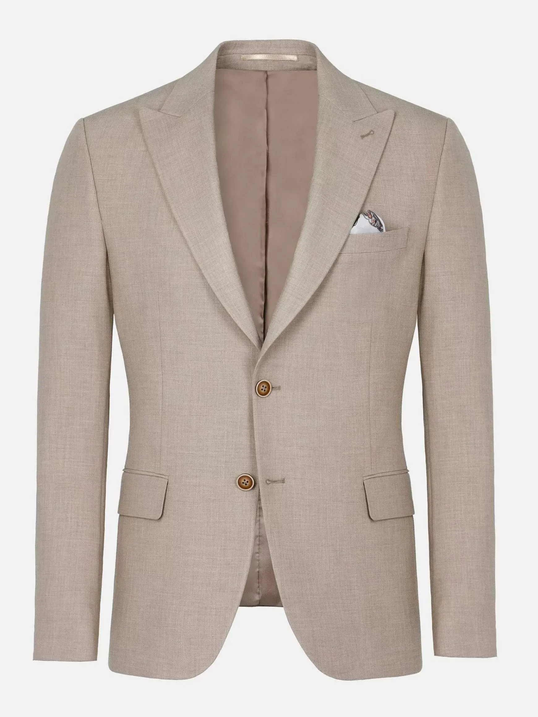 Araya Peak Lapel Single Breast Beige Suit Blazer
