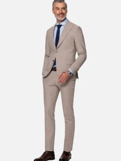 Araya Peak Lapel Single Breast Beige Suit Blazer