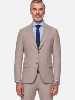Araya Peak Lapel Single Breast Beige Suit Blazer