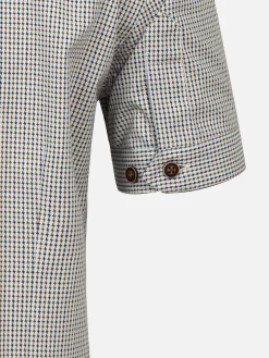 Asher Tailored Fit White Navy Overhemd