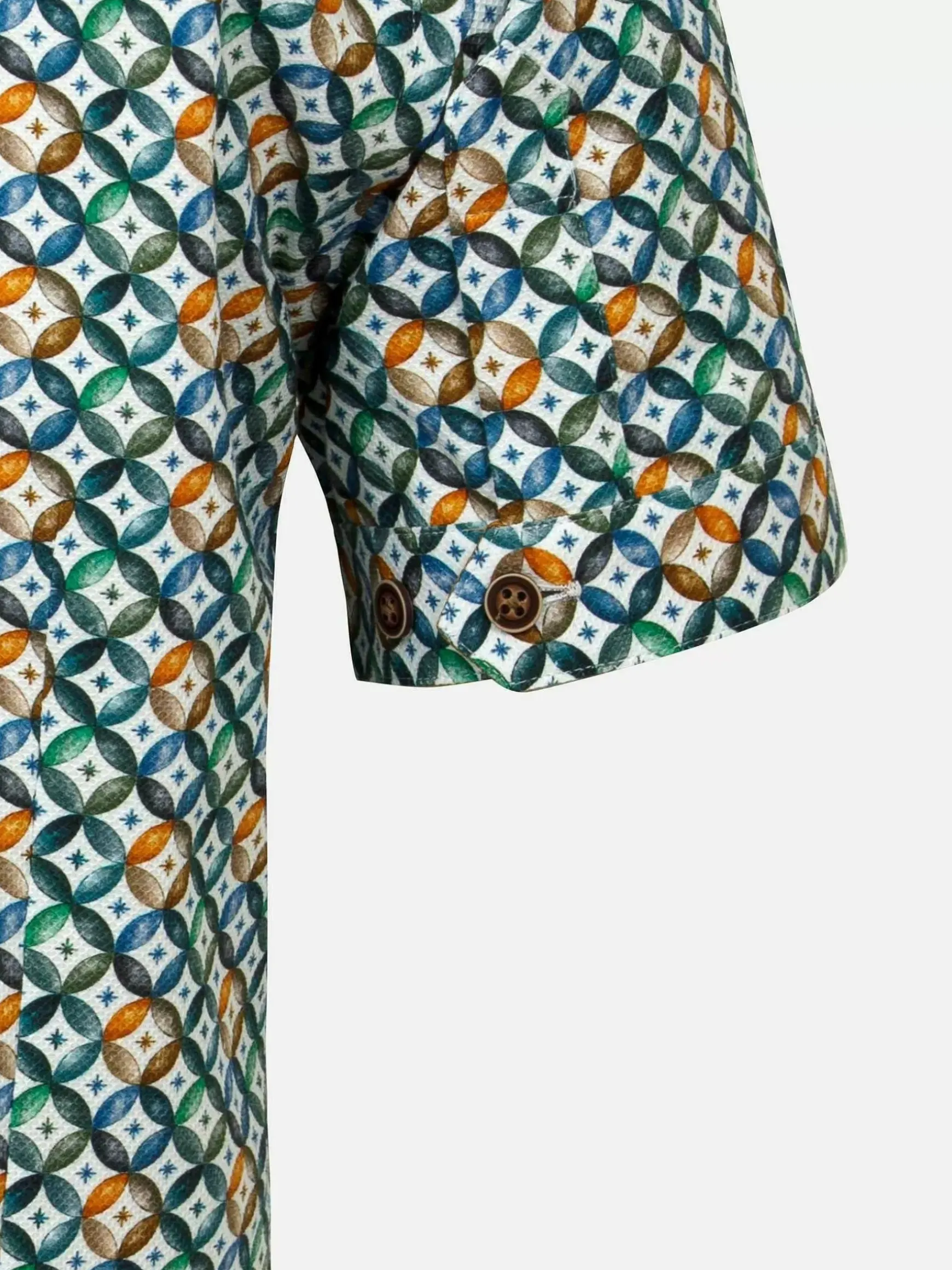 Asher Tailored Fit White Green Overhemd