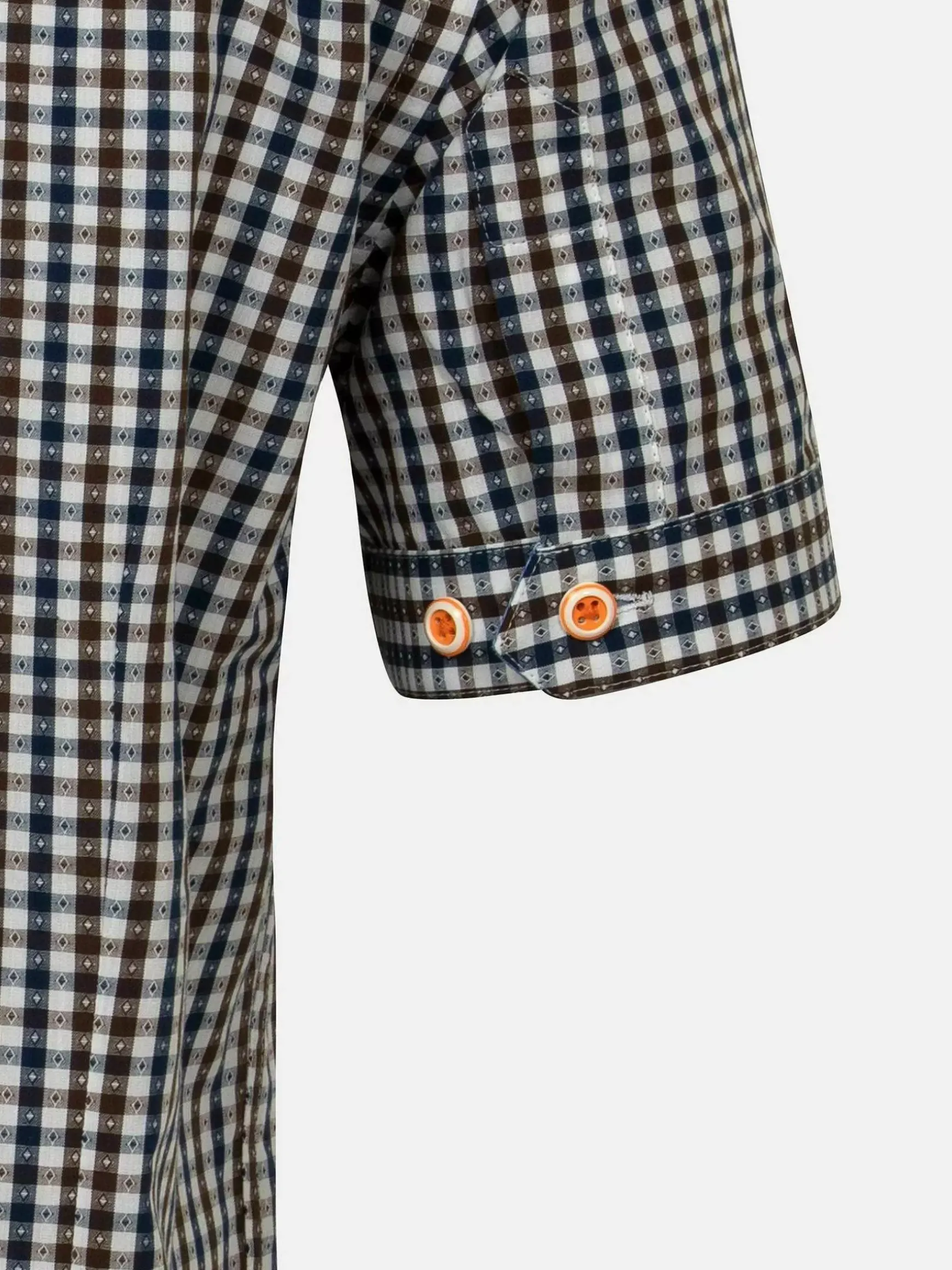 Asher Tailored Fit White Brown Overhemd