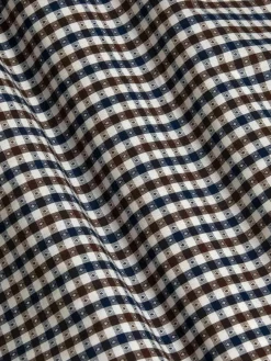 Asher Tailored Fit White Brown Overhemd