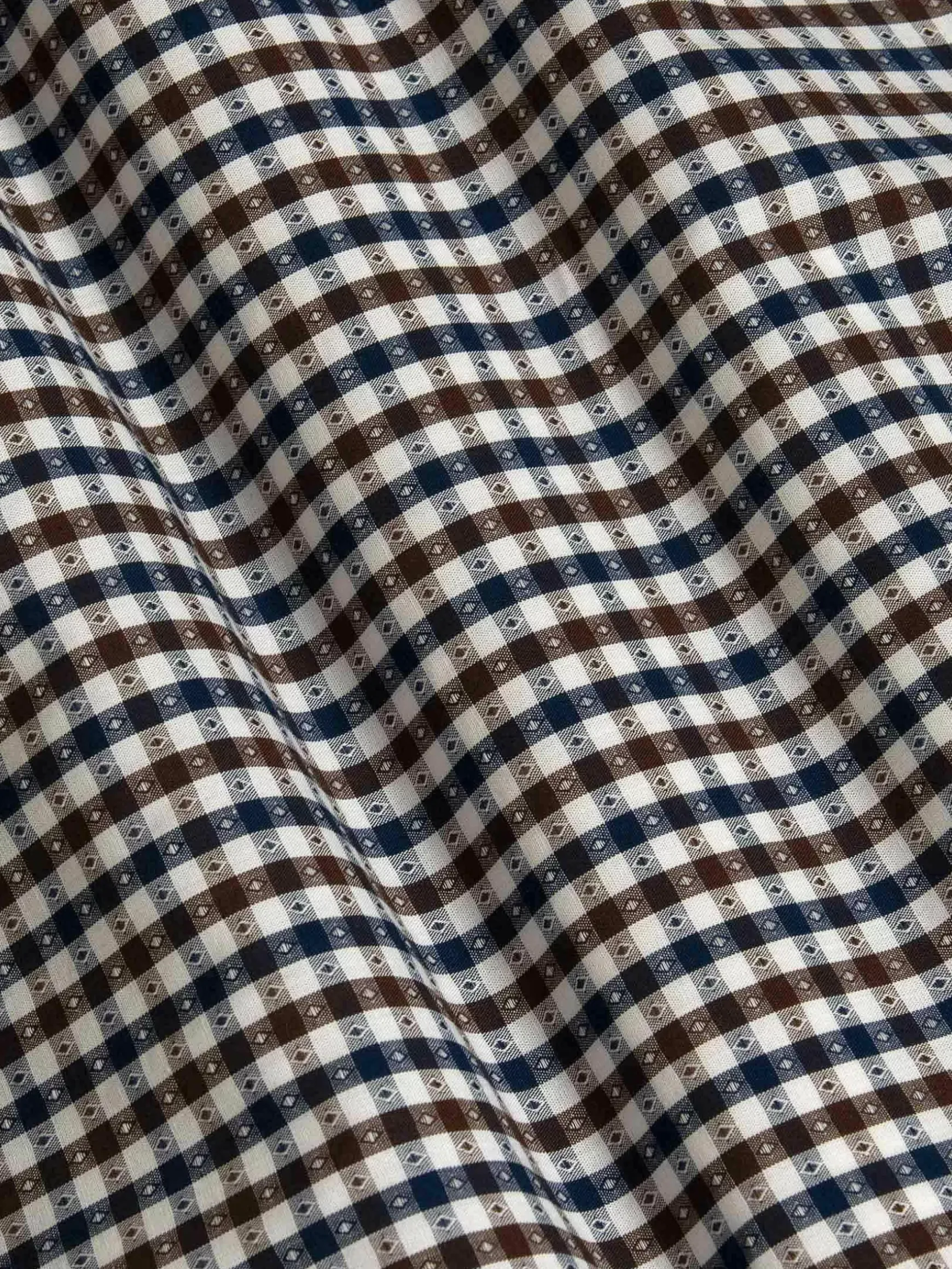 Asher Tailored Fit White Brown Overhemd