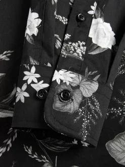 Astoria Floral Black Overhemd Lange Mouw