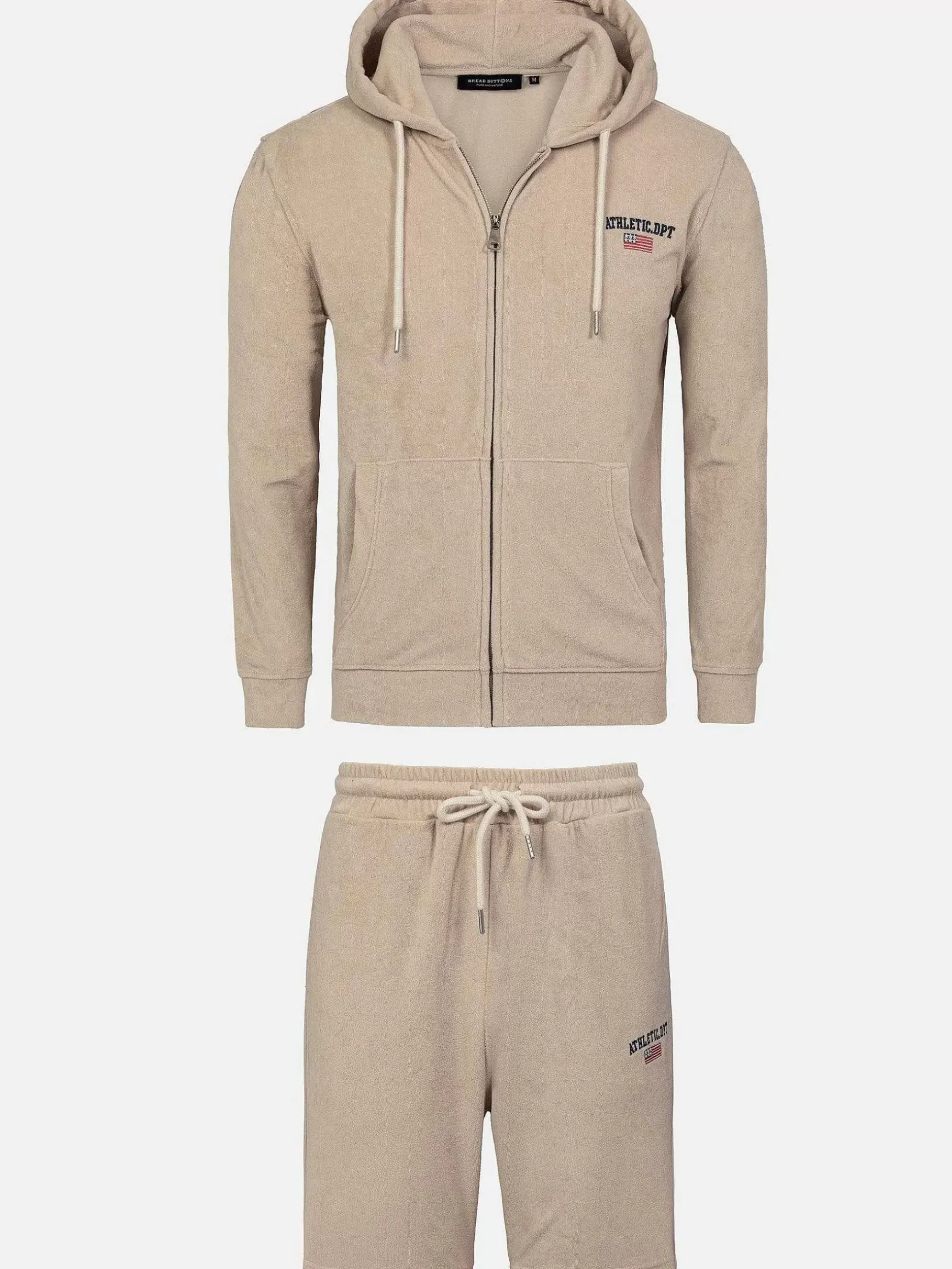 Avery Full Zipped Beige Hoodie Shorts Set