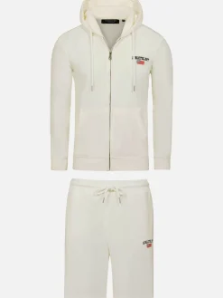 Avery Full Zipped White Hoodie Shorts Set