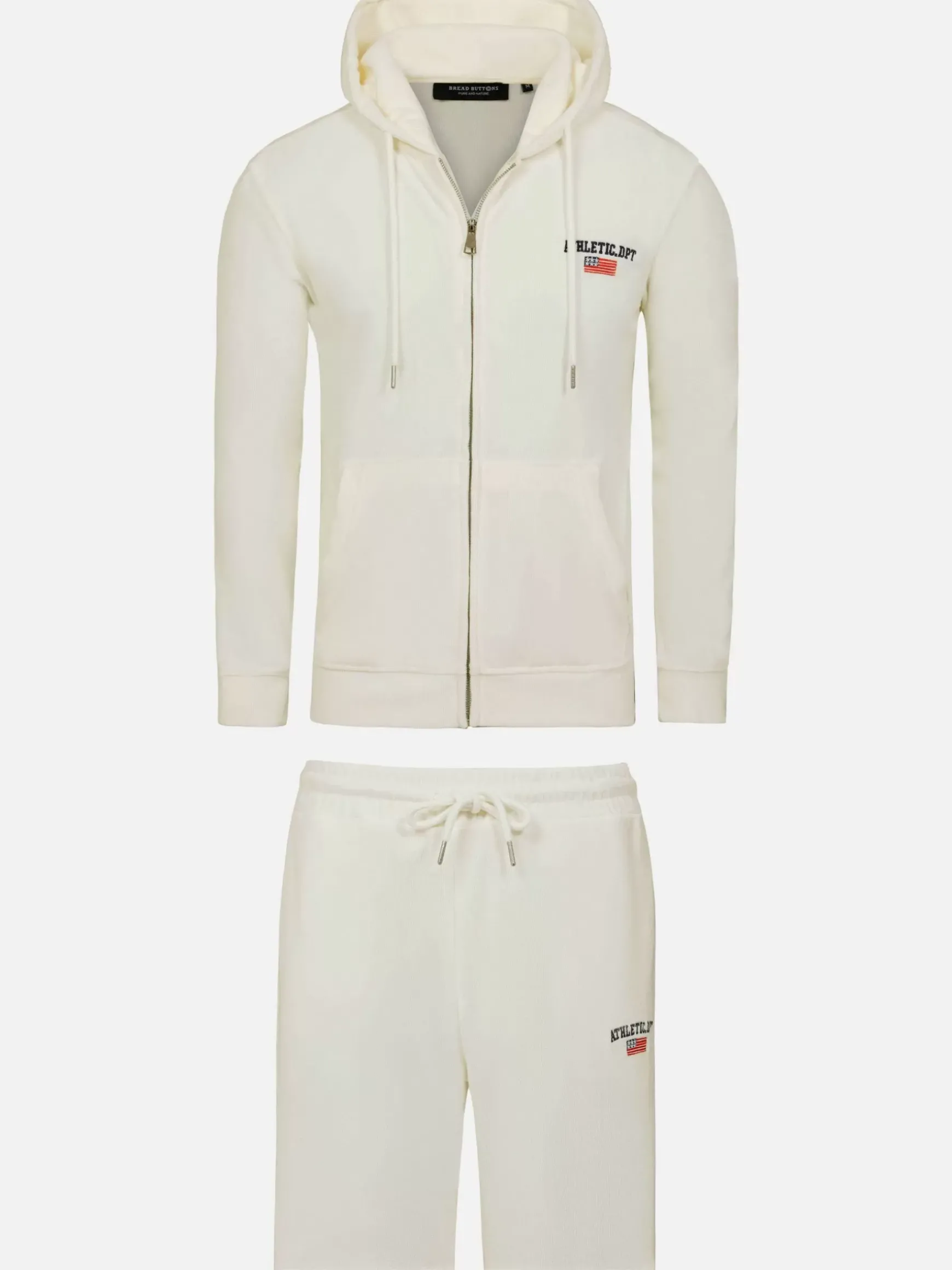 Avery Full Zipped White Hoodie Shorts Set