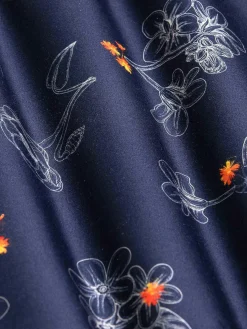 Baga Navy Floral Print Overhemd Longe Mouw