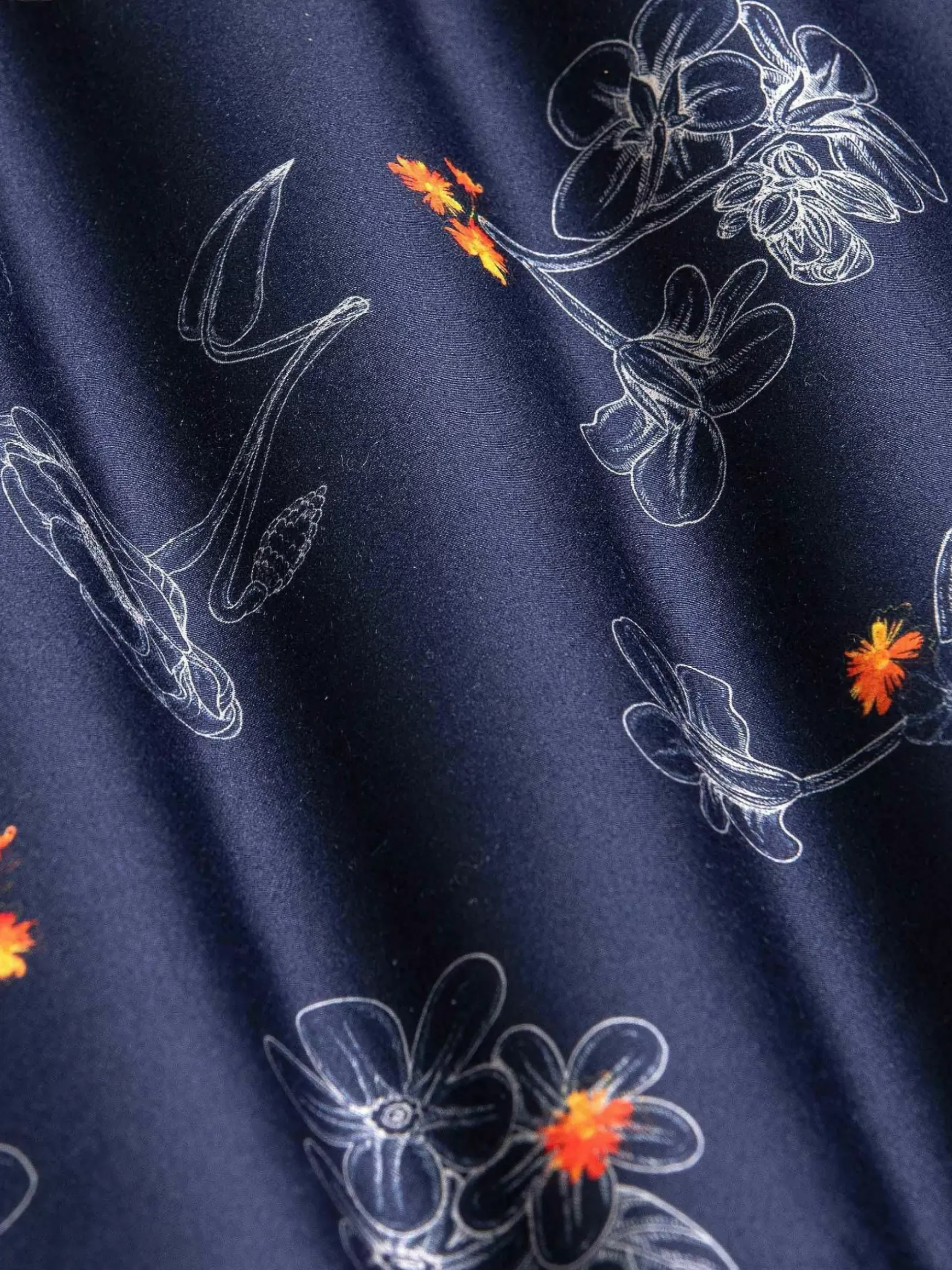 Baga Navy Floral Print Overhemd Longe Mouw