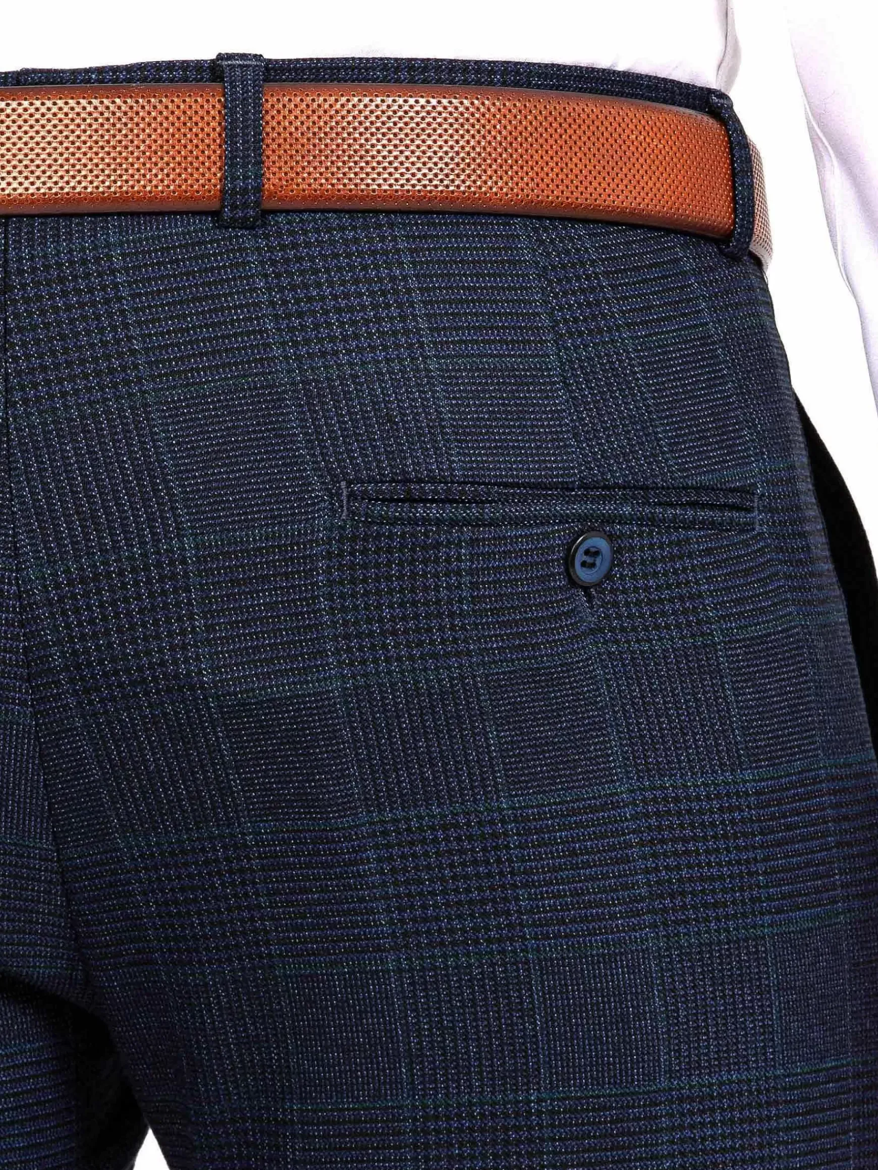 Branco Micro Patterned Navy Pants