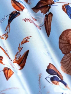 Burano Blue Floral Print Overhemd Lange Mouw