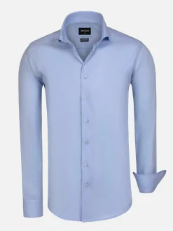 Burgos Solid Blue Overhemd Longe Mouw