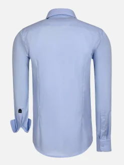 Burgos Solid Blue Overhemd Longe Mouw