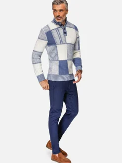 Cambridge Pattern Blue White Truien