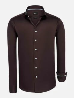 Catalina Brown Solid Overhemd Lange Mouw