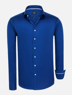 Catalina Light Navy Solid Overhemd Lange Mouw