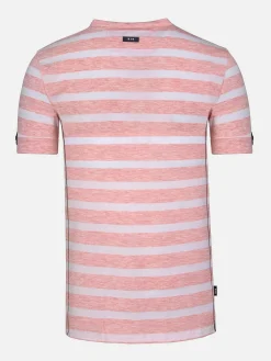 Doenga Striped V-Neck Pink T-Shirt