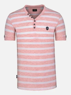 Doenga Striped V-Neck Pink T-Shirt