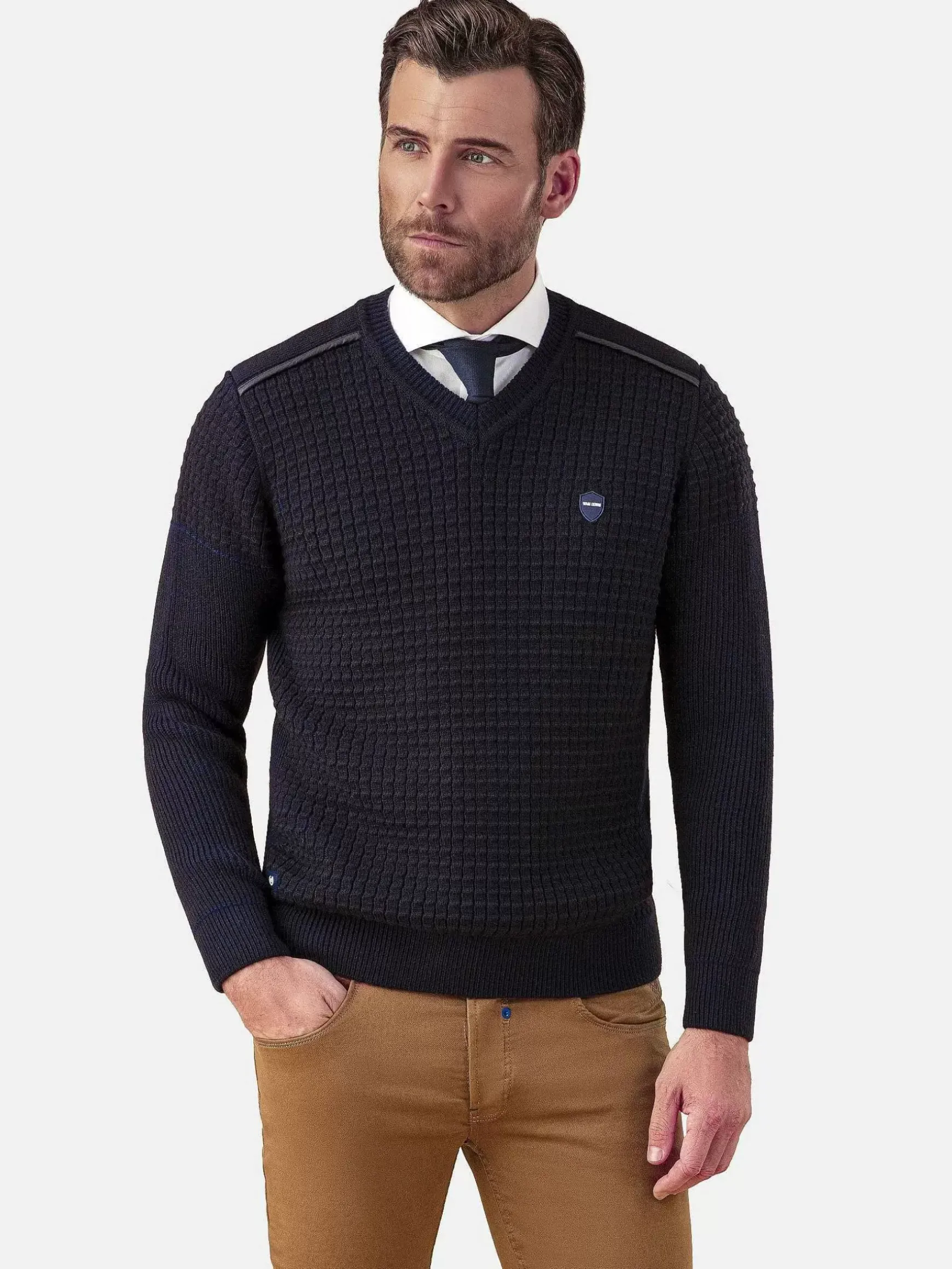Dover Slim Fit V-Neck Navy Truien