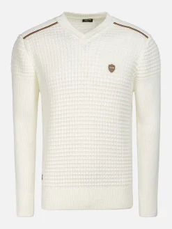 Dover Slim Fit V-Neck Off-White Truien