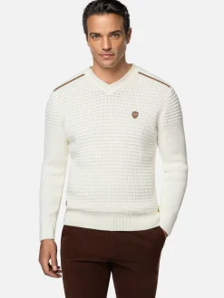 Dover Slim Fit V-Neck Off-White Truien