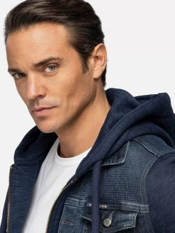 Echten Slim Fit Hoodie Navy Vesten