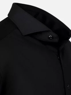 Everest Spread Collar Black Overhemd Lange Mouw