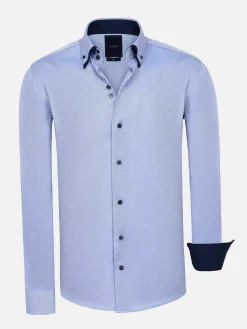 Flers Double Collar Blue Overhemd Lange Mouw