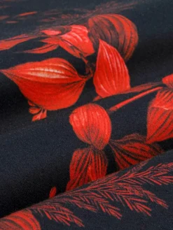 Florence Red Floral Black Overhemd Lange Mouw