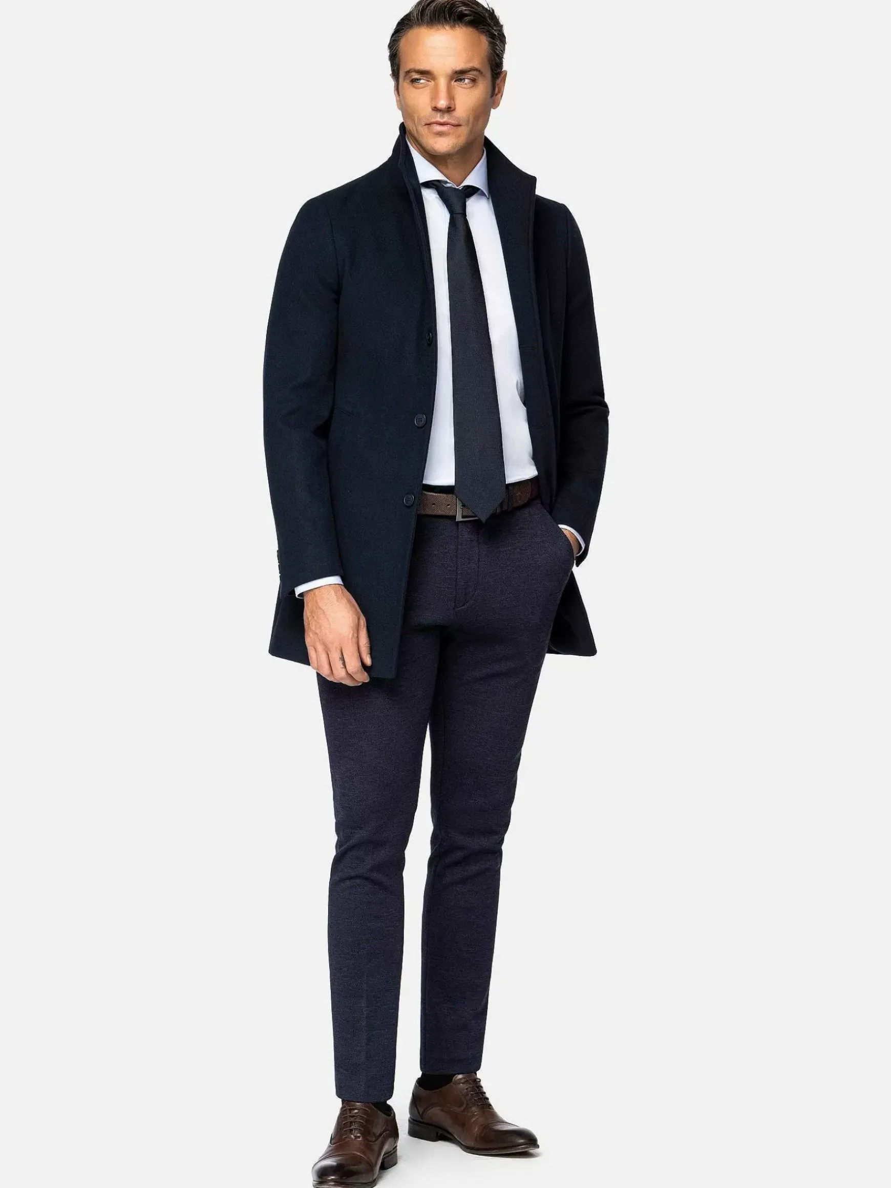 Franklin Widespread Notch Collar Dark Navy Manteljassen