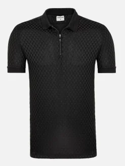 Gonzsles Black Zipper Polo
