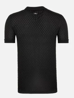 Gonzsles Black Zipper Polo