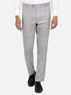 Ground Checkered Slim Fit Grey Pantalon