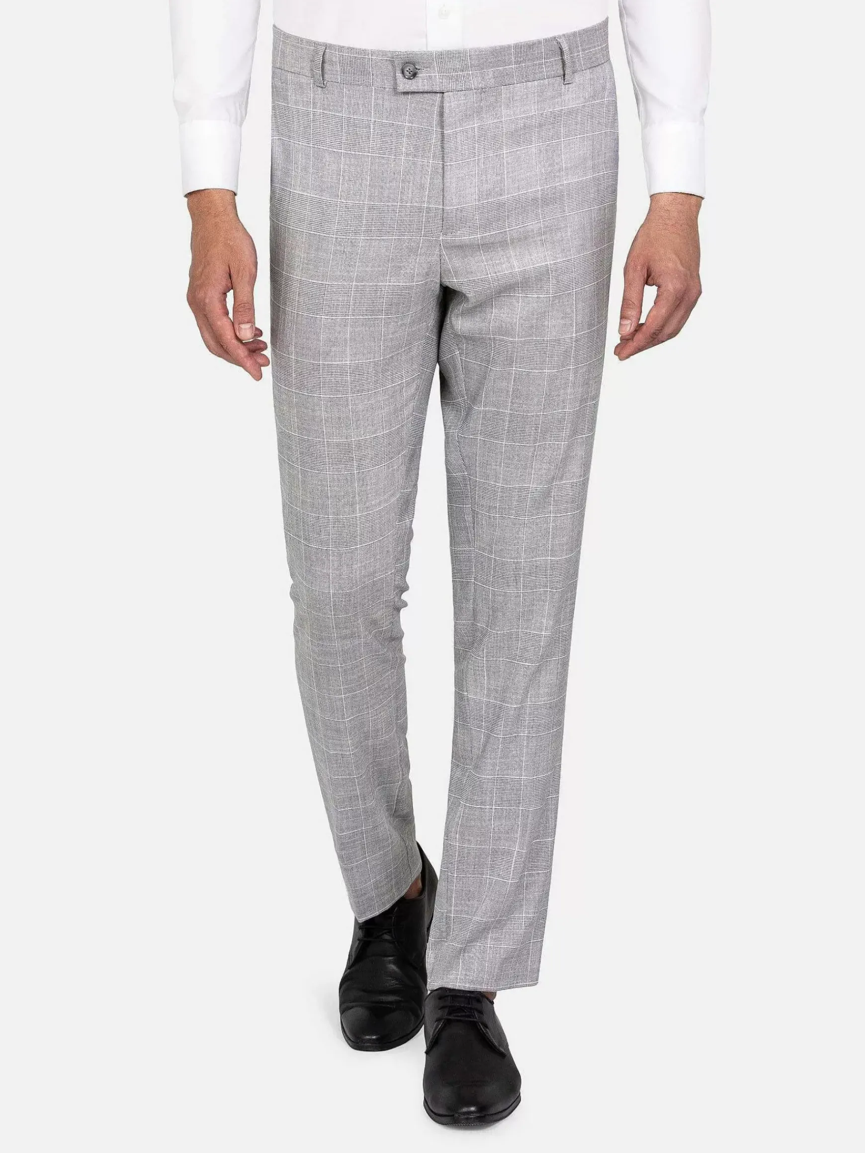 Ground Checkered Slim Fit Grey Pantalon