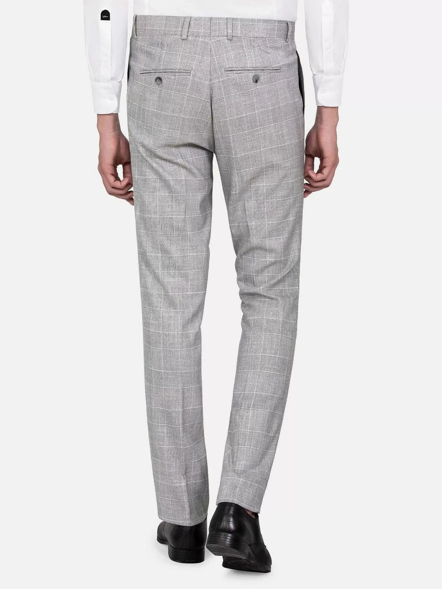 Ground Checkered Slim Fit Grey Pantalon