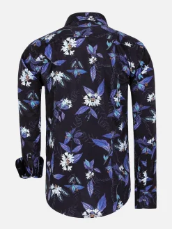 Havana Navy Floral Print Overhemd Lange Mouw