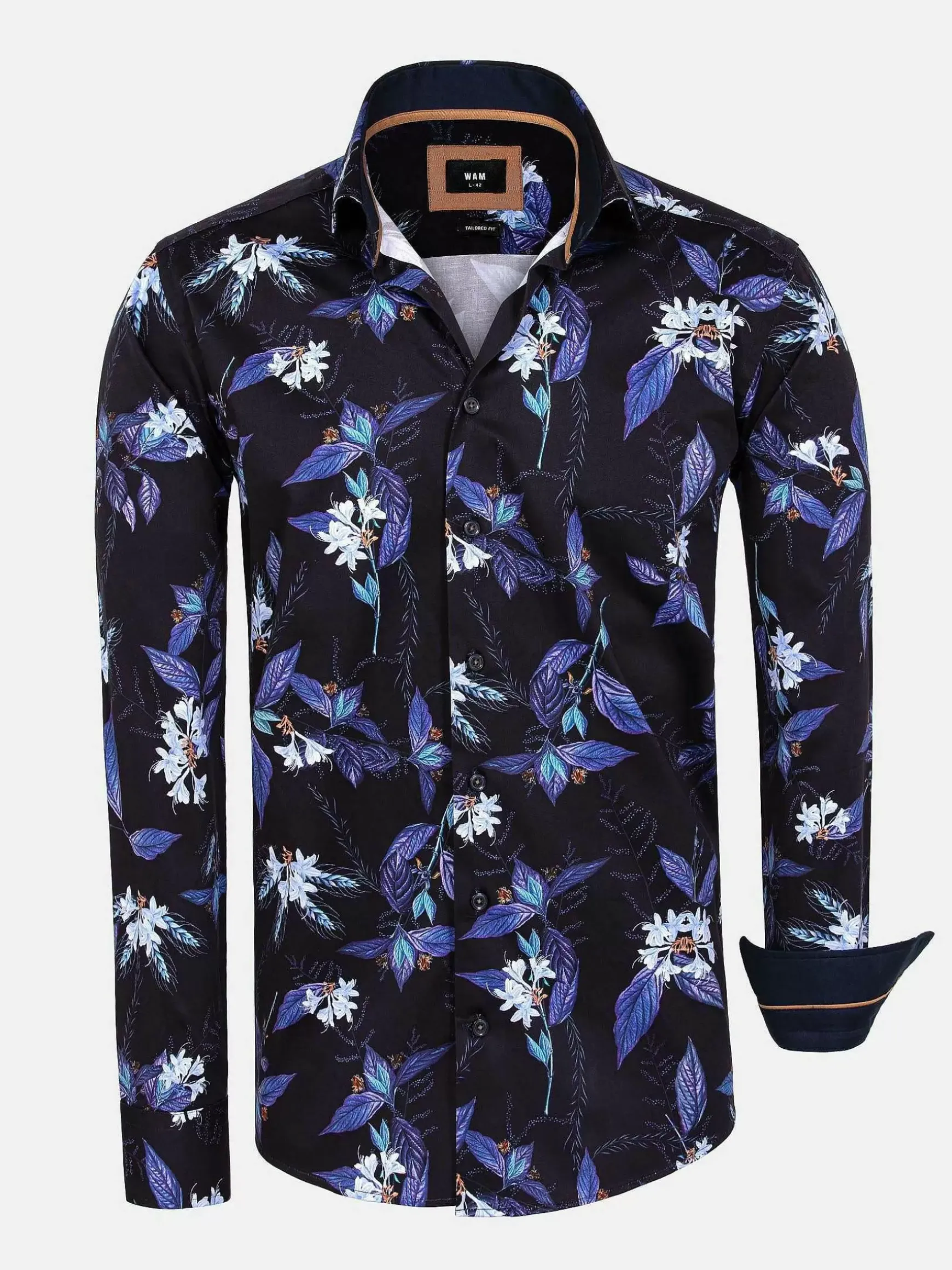 Havana Navy Floral Print Overhemd Lange Mouw