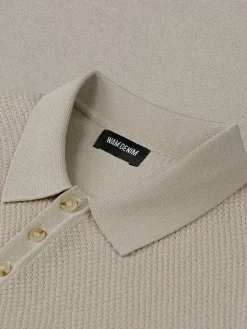 Henry Pique Knit Light Beige Polo